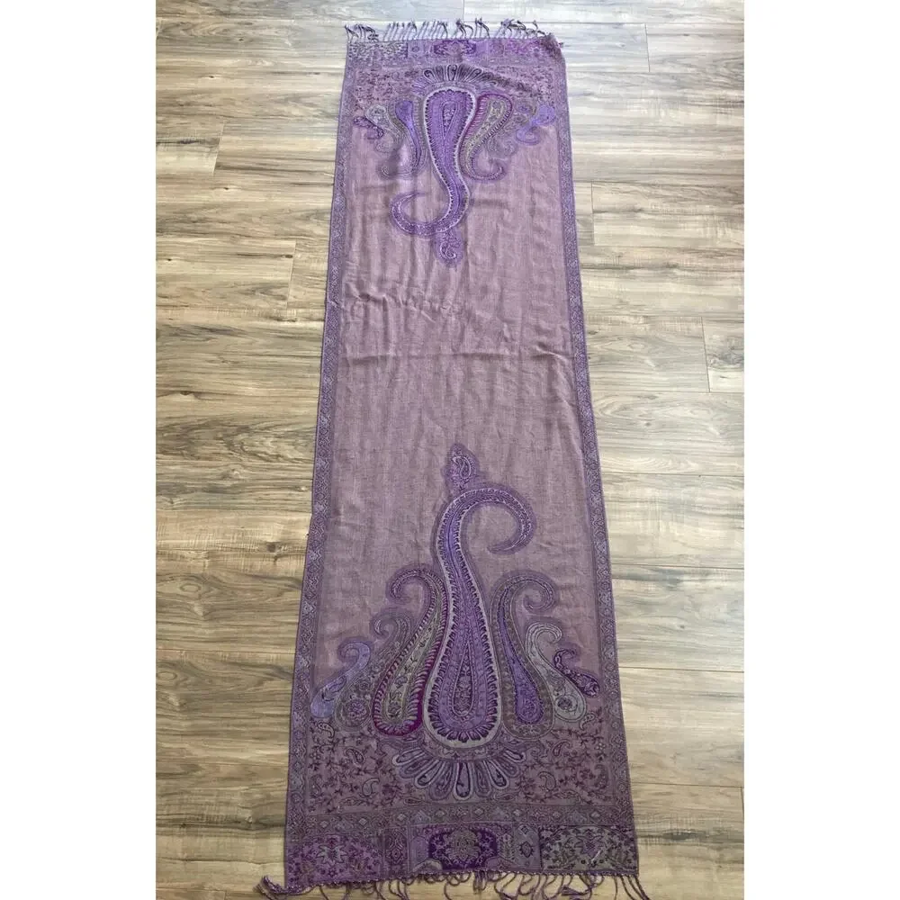 Scarf Wrap Royal Purple Floral Paisley Jacquard Pashmina Style Boho Elegant Boho